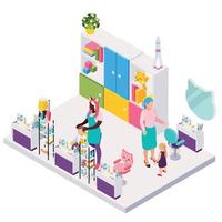 Children Hairdresser Isometric Composition vector