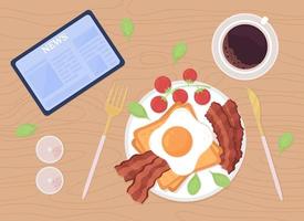 Home breakfast routine flat color vector illustration