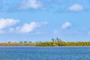 Panorama landscape view Holbox island nature sandbank turquoise water Mexico. photo