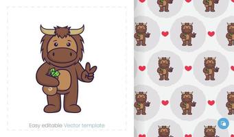 Cute bull mascot character. Can be used on stickers, patches, textiles, paper, cloth and others. vector