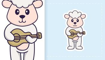 Cute sheep mascot character. Can be used for stickers, patches, textiles, paper. Vector illustration