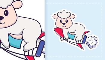 Cute sheep mascot character. Can be used for stickers, patches, textiles, paper. Vector illustration