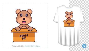 Cute bear mascot character. Can be used for stickers, pattern, patches, textiles, paper. Vector illustration