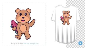 Cute bear mascot character. Can be used for stickers, pattern, patches, textiles, paper. Vector illustration