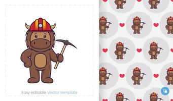 Cute bull mascot character. Can be used on stickers, patches, textiles, paper, cloth and others. vector