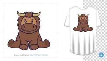 lindo personaje de mascota de toro. Se puede utilizar en pegatinas, parches, textiles, papel, telas y otros. vector