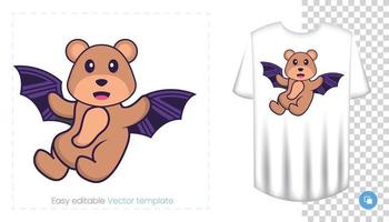 Cute bear mascot character. Can be used for stickers, pattern, patches, textiles, paper. Vector illustration