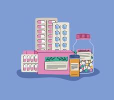 pills boxes illustration vector