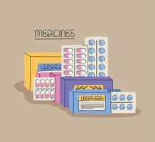 pills boxes poster vector