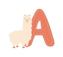 letter A with alpaca vector