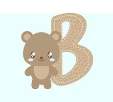 letter B with bear vector