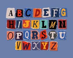 ransom note alphabet font cartel vector