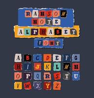 ransom note alphabet font card vector