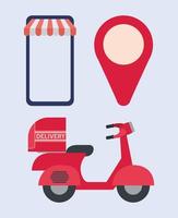 set of online ordering and delivery icons vector