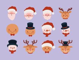 twelve christmas characters vector