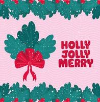 holly jolly merry card vector