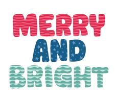 merry and bright phrase vector