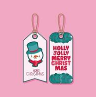 holly jolly merry christmas tags vector