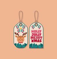 holly jolly merry xmas tags vector