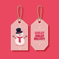 xmas label and snowman vector