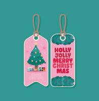 holly jolly merry christmas labels vector