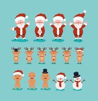 sixteen christmas characters vector