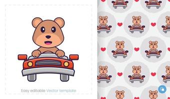 Cute bear mascot character. Can be used for stickers, pattern, patches, textiles, paper. Vector illustration