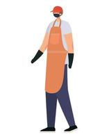 delivery man with safety mask and one apron vector