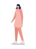 woman with safety mask and pink dress vector
