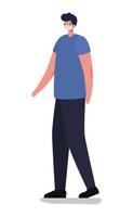 man with safety mask and dark blue shirt vector