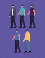 group of casual men using face mask vector