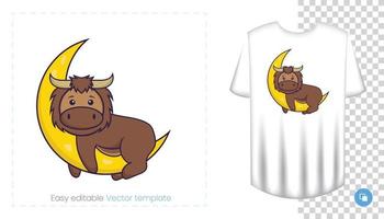 Cute bull mascot character. Can be used on stickers, patches, textiles, paper, cloth and others. vector