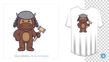 Cute bull mascot character. Can be used on stickers, patches, textiles, paper, cloth and others. vector