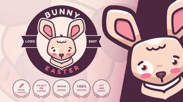 Cartoon character rabbit easter logo vector