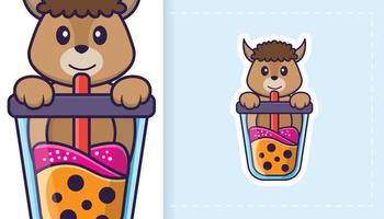 Cute sheep mascot character. Can be used for stickers, patches, textiles, paper. Vector illustration