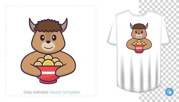 Cute sheep character. Prints on T-shirts, sweatshirts, cases for mobile phones, souvenirs. Isolated vector illustration on white background.