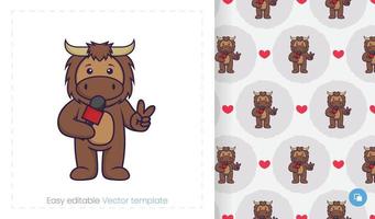 Cute bull mascot character. Can be used on stickers, patches, textiles, paper, cloth and others. vector