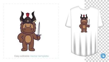 Cute bull mascot character. Can be used on stickers, patches, textiles, paper, cloth and others. vector