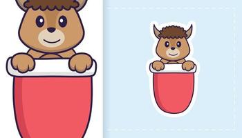 Cute sheep mascot character. Can be used for stickers, patches, textiles, paper. Vector illustration