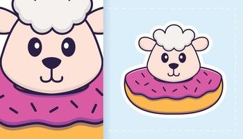 Cute sheep mascot character. Can be used for stickers, patches, textiles, paper. Vector illustration