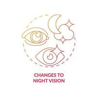 Changes to night vision gradient concept icon. One of major unwanted side effects and risks after lasik eye surgery abstract idea thin line illustration. Vector isolated outline color drawing