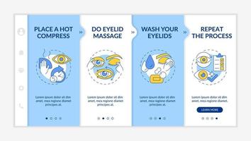 Eye surgery blue and white onboarding vector template. Preparing eyes. Responsive mobile website with icons. Web page walkthrough 4 step screens. Blue color concept with linear illustration