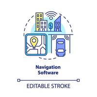 Navigation software concept icon. Public transportation. Digitalization of transport system abstract idea thin line illustration. Vector isolated outline color drawing. Editable stroke