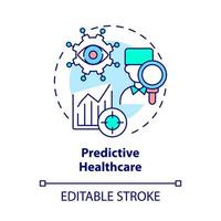 Predictive healthcare concept icon. Prevention of future health problem by digital analyze abstract idea thin line illustration. Vector isolated outline color drawing. Editable stroke