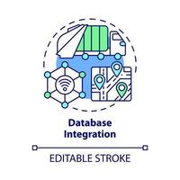 Database integration concept icon. Urban services work organization. City digital management abstract idea thin line illustration. Vector isolated outline color drawing. Editable stroke