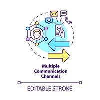 Multiple communication channels concept icon. Multi-channels services. People connecting network abstract idea thin line illustration. Vector isolated outline color drawing. Editable stroke