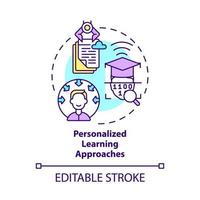 Personalized learning approaches concept icon. Individual education system digitalization abstract idea thin line illustration. Vector isolated outline color drawing. Editable stroke