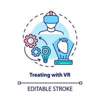 Treating with VR concept icon. Pain and stress relief. Virtual reality healthcare method abstract idea thin line illustration. Vector isolated outline color drawing. Editable stroke