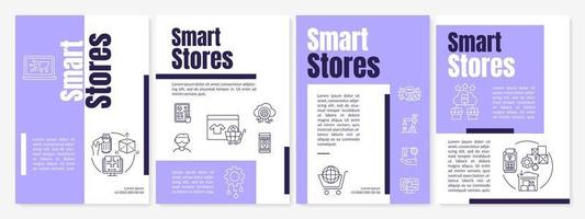 Smart stores business brochure template. Digital retail market. Flyer, booklet, leaflet print, cover design with linear icons. Vector layouts for presentation, annual reports, advertisement pages