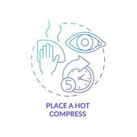 Place a hot compress gradient concept icon. Implementing recommendations by doctors. Cleaning your eyes before procedure abstract idea thin line illustration. Vector isolated outline color drawing